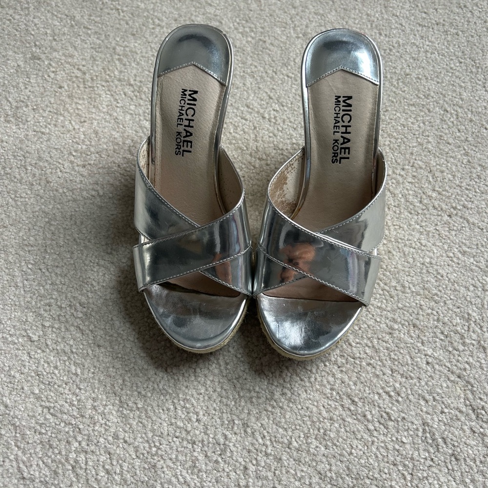 Michael Kors silver wedges size 5